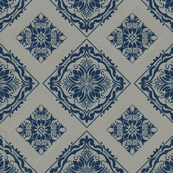 Fototapeta Seamless traditional fabric pattern with intricate timeless designs.