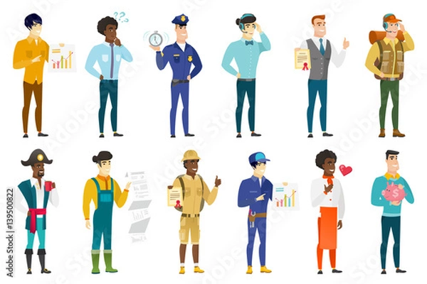 Fototapeta Vector set of professions characters.