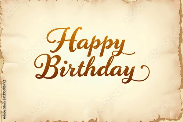 Obraz Elegant golden Happy Birthday text in a flowing smooth script on a parchment background creating a vintage and festive atmosphere for celebrations