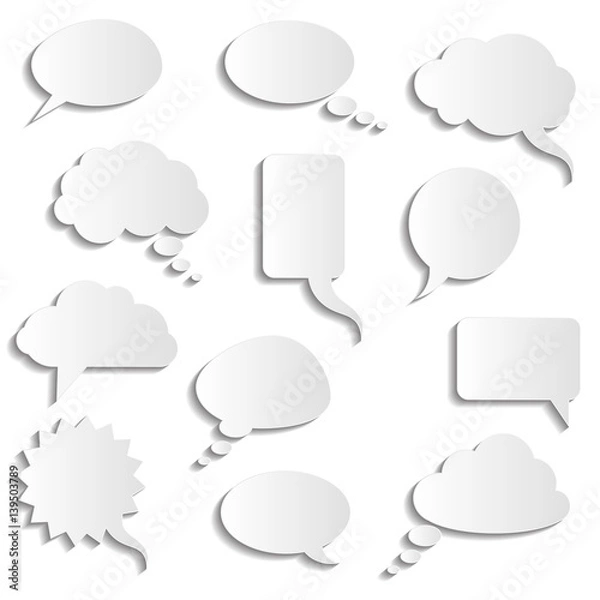 Fototapeta vector collection of realistic paper speech bubbles 