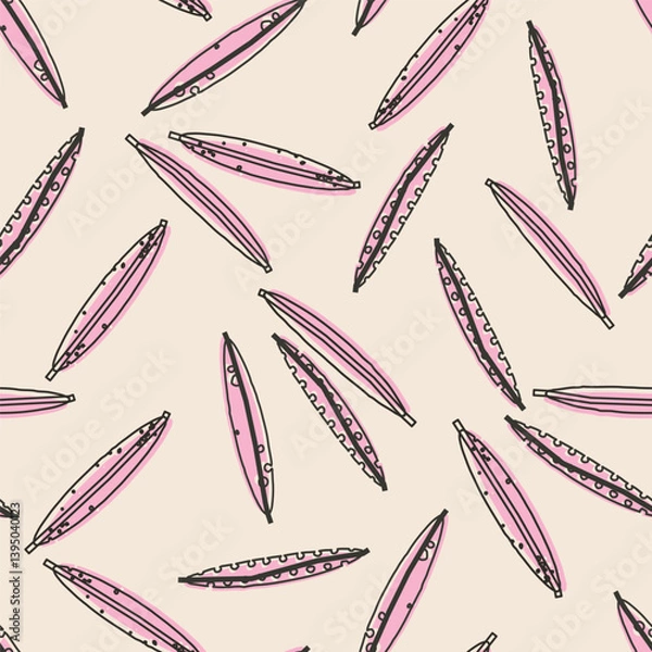 Fototapeta Cute seamless pattern with leaves. Botanical vector background, print, design