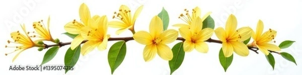 Obraz isolated honeysuckle lat Lonicera caprifolium flowers on white, botanical, purity