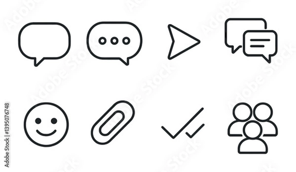 Obraz Minimalist communication icon set: 3d linear style for messaging and interaction