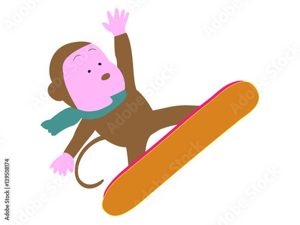 Fototapeta 猿のスノーボード