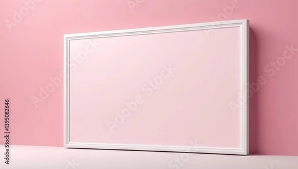 Obraz A clean white board set against a pastel pink backdrop, creating a fresh and minimalistic look.