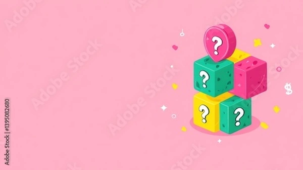 Fototapeta Colorful Question Mark Blocks Stacked