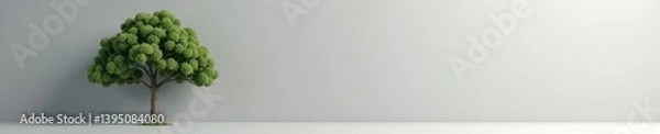 Fototapeta Tree isolated on a plain gray background with subtle gradient, gray, gradient, natural