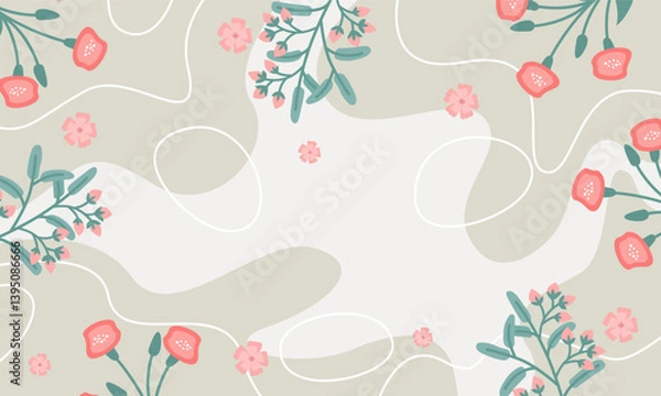 Obraz Abstract trendy aesthetic florals background vector
