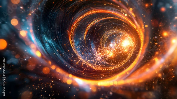 Fototapeta of a computer chip with vibrant, glowing quantum particles swirling around it, symbolizing quantum computing and qubits 
