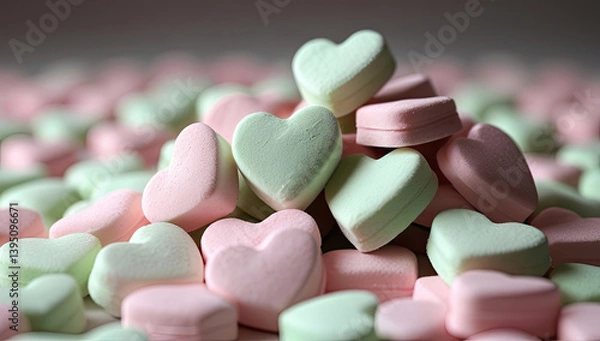 Fototapeta Pastel Heart Pile Background Image Soft Candy Hearts for Sweet Wallpaper