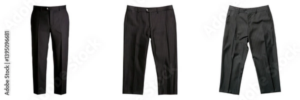 Fototapeta Tailored dress pants in various , featuring solid and pinstripe designs, perfect for formal occasions