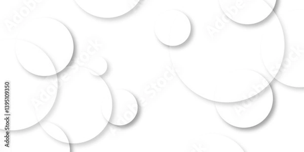 Obraz modern abstract white bubble background with circles. banner pattern with copy space abstract blank geometric circle abstract white background with circles cut out drop shadow background.