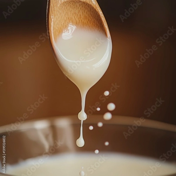 Obraz Stream of Milk Pouring into a Glass in High Detail