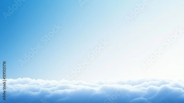 Fototapeta A gradient background transitioning from rich royal blue at the bottom to bright white at the top, suggesting a cold, crisp winter morning.
