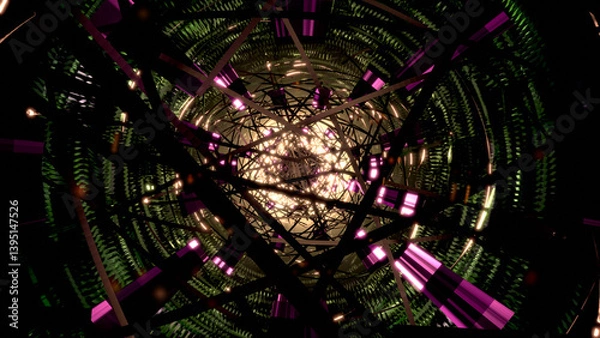 Fototapeta VJ トンネル 基地 配管 宇宙 SF ネットワーク 紫 [別Verあり]