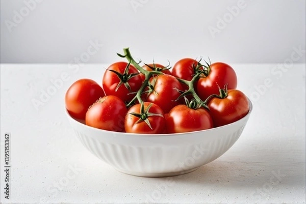 Fototapeta Fresh Organic Tomatoes on the Vine – Juicy Red Fruit for Healthy Recipes, Mediterranean Dishes, Farm-to-Table Meals, and Natural Lifestyle Food Concepts