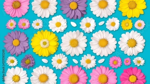 Fototapeta Colorful Daisy Pattern