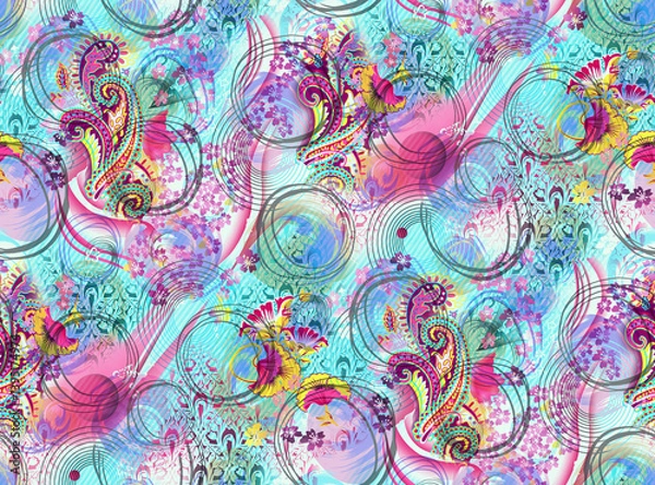 Fototapeta Beautiful mughal art all over pattern with beautiful colours for digital