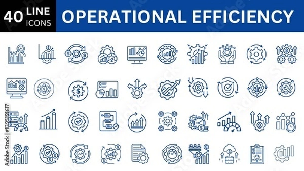 Fototapeta Operational efficiency line editable icon set. Editable stroke. Vector illustration 