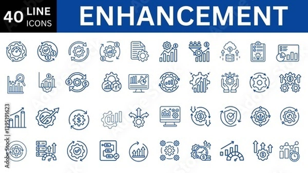 Fototapeta Enhancement line editable icon set. Editable stroke. Vector illustration.