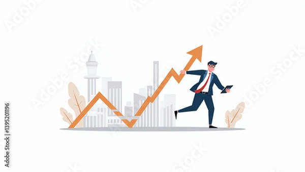 Fototapeta Flat Elegant Digital Visualization of Tech Disruption in Finance: Advanced Fintech Integration, Revolutionary Digital Banking, and Data Analytics for Strategic Market Impact - Cute Vector Illustration