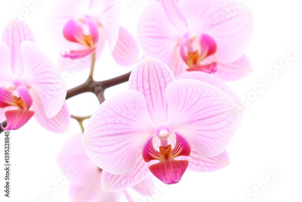 Obraz branch of pink orchids on a white background