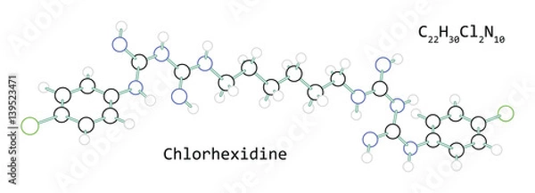 Fototapeta molecule C22H30Cl2N10 Chlorhexidine