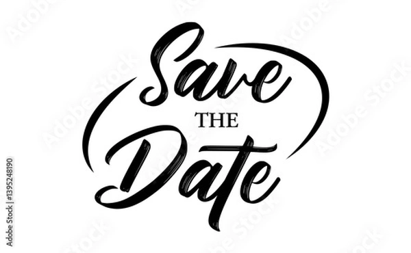 Obraz Save the date elegant design, with rounded frame. Typographic calligraphy invitation.