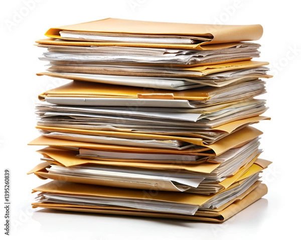 Fototapeta stack file folders documents white