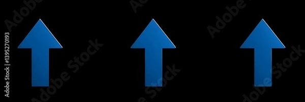 Fototapeta Blue arrow pointing up, solid black background, graphic presentation. , --ar 3:1 --iw 3 - Image #4 @Mona