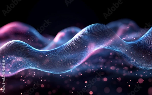 Fototapeta Abstract blue and purple wave design with smooth light and energy effects