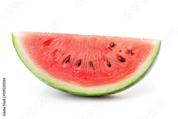 Fototapeta Watermelon slice, red flesh, green rind