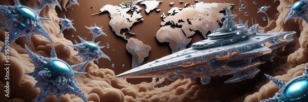 Obraz Biomechanical Spaceship and Cybernetic Organisms