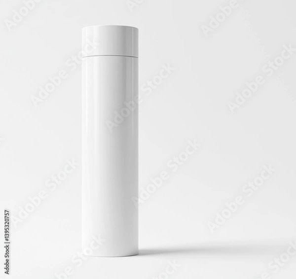 Fototapeta High-quality white thermos standing on a light background
