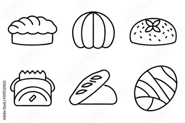 Fototapeta Bakery Icons Charming Line Art Collection to Use