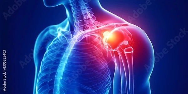 Obraz Shoulder Anatomy Xray View, Rib Cage Structure, Torso Highlight, Back Bone, Humerus