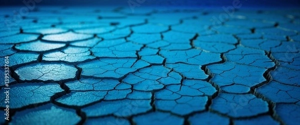 Fototapeta cyan to blue color gradient cracked earth surface background design backdrop