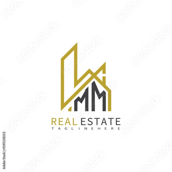 Obraz initial monogram logo for real estate With building and home shape creative design.
