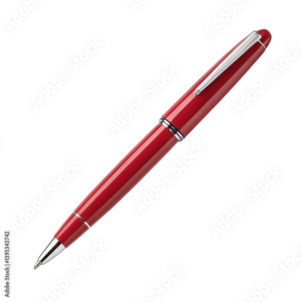 Fototapeta sleek red pen with shiny finish and silver accents, perfect for writing and signing documents with style and elegance