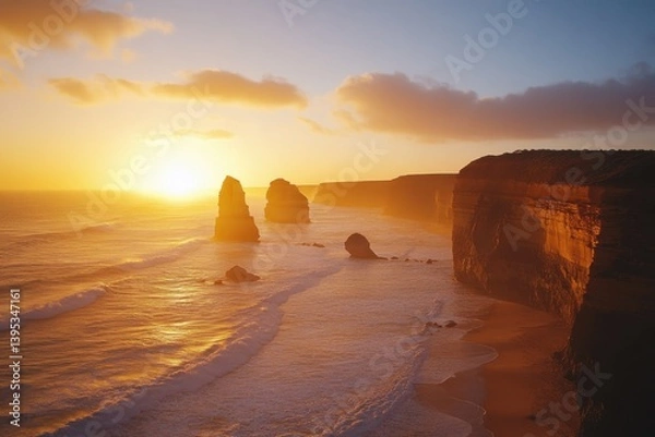 Obraz Ocean waves at sunset