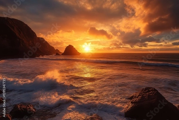 Obraz Ocean waves at sunset