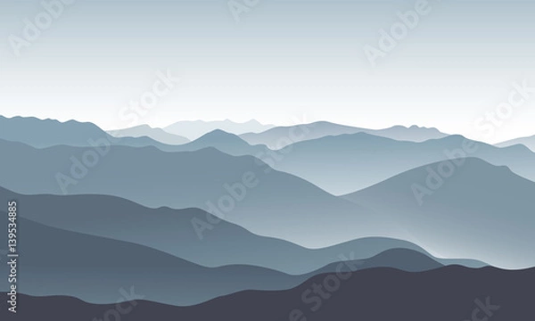 Obraz Mountain landscape at dawn. Vector illustration.