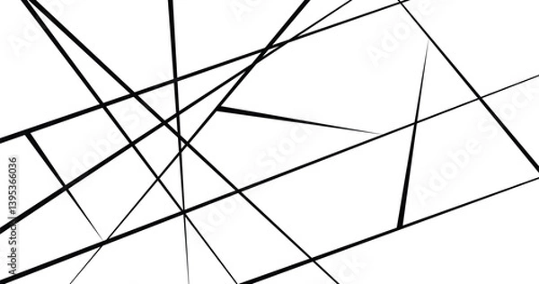 Obraz Random geometric line seamless pattern. Black outline monochrome texture. Random chaotic lines abstract geometric pattern. 