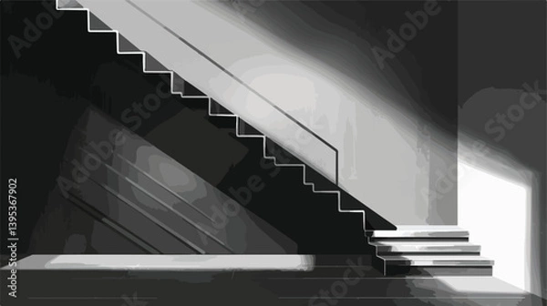 Fototapeta Modern silhouette design with gray scale electric stairs, ideal for architectural presentations