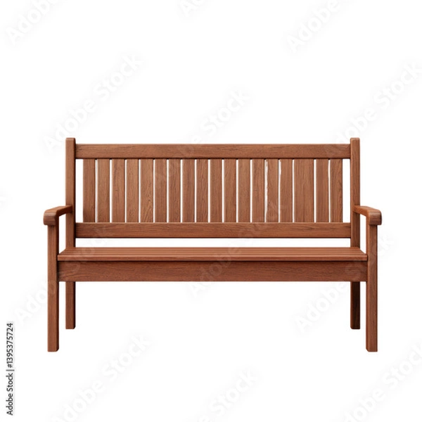 Fototapeta Outdoor wooden bench display garden setting cutout background natural environment front view relaxation concept