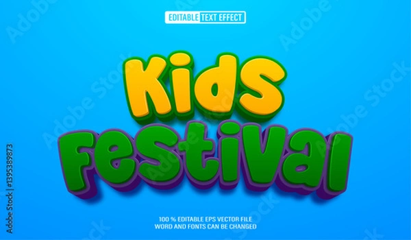 Fototapeta Editable 3d text style effect - Kids Festival text effect Template