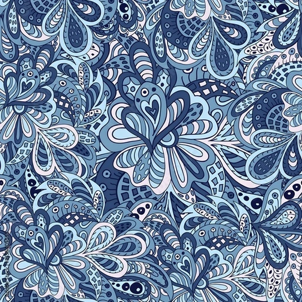 Fototapeta Blue Abstract Floral Swirls