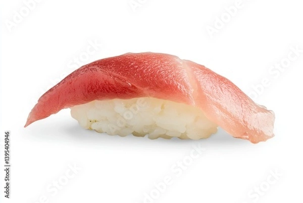 Fototapeta Tuna Nigiri Sushi Close-up Isolated on White Background, Fresh Seafood