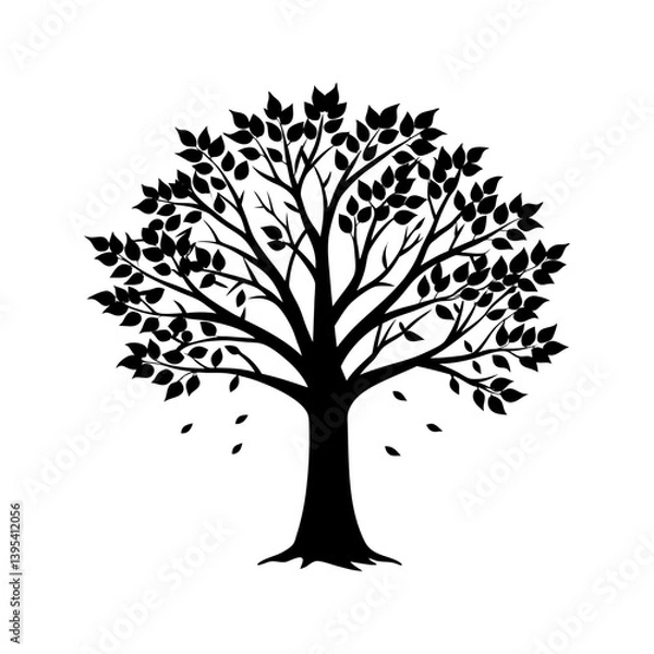 Fototapeta Fall Tree Silhouette vector illustration