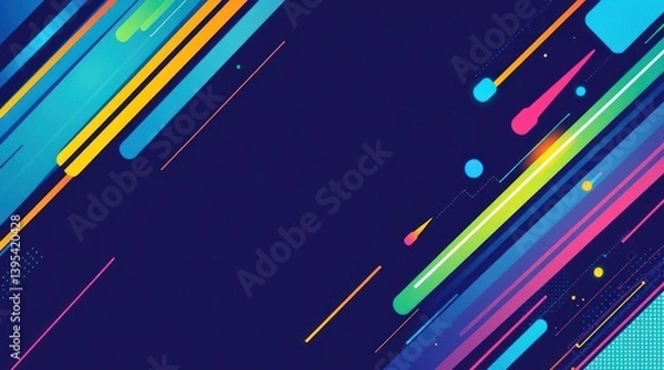 Obraz Dynamic abstract background with vibrant, diagonal lines and colorful elements